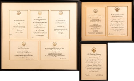 Dwight D Eisenhower & Richard Nixon Inaugural Invitaions Ball Concert Framed 8 Pcs