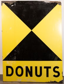 Rare Auto Race Track Steel Donut Area Warning Sign