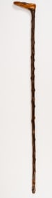 Solid One Piece Knotty Wood Figural Human Foot Cane Walking Stick
