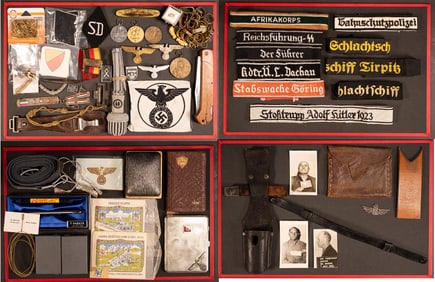 Nazi Germany Lot of Insignia Patches Medals Criminal Photos