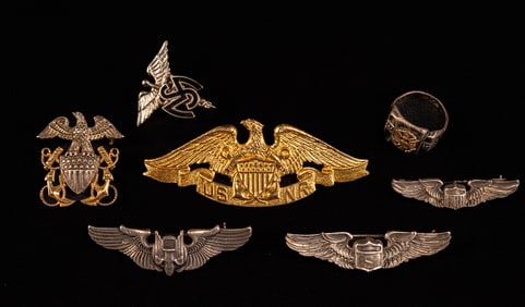 WWII US American Sterling Silver Wing & Ring Collection Group Lot