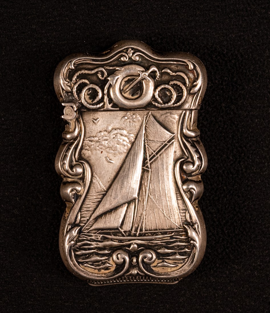 19th c Sterling Silver Matchsafe Nautical Sailboat Maritime (1 of 10)