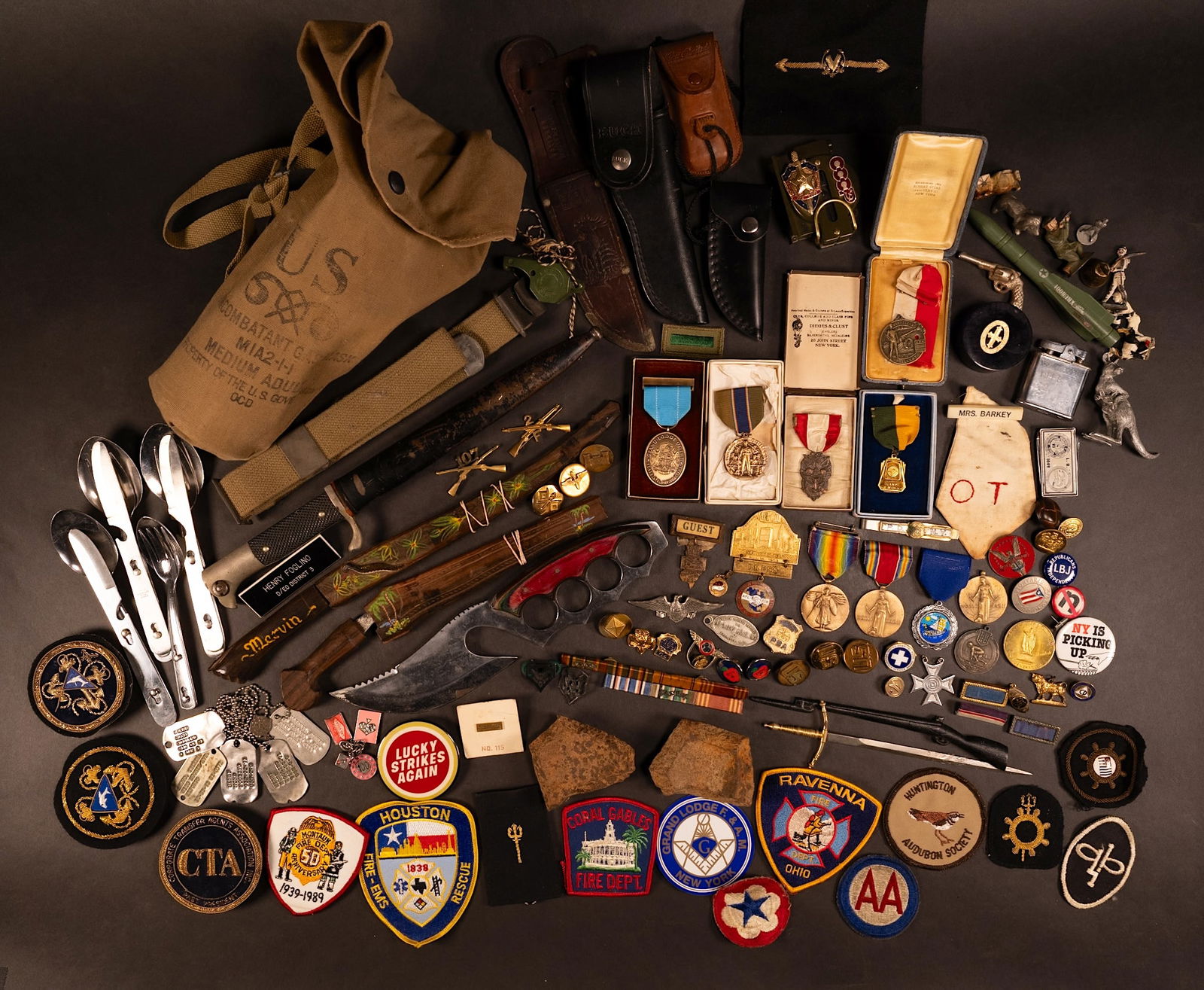 WWII Militaria Collection Group Lot Estate Find Medal Knives Patches etc (1 of 20)