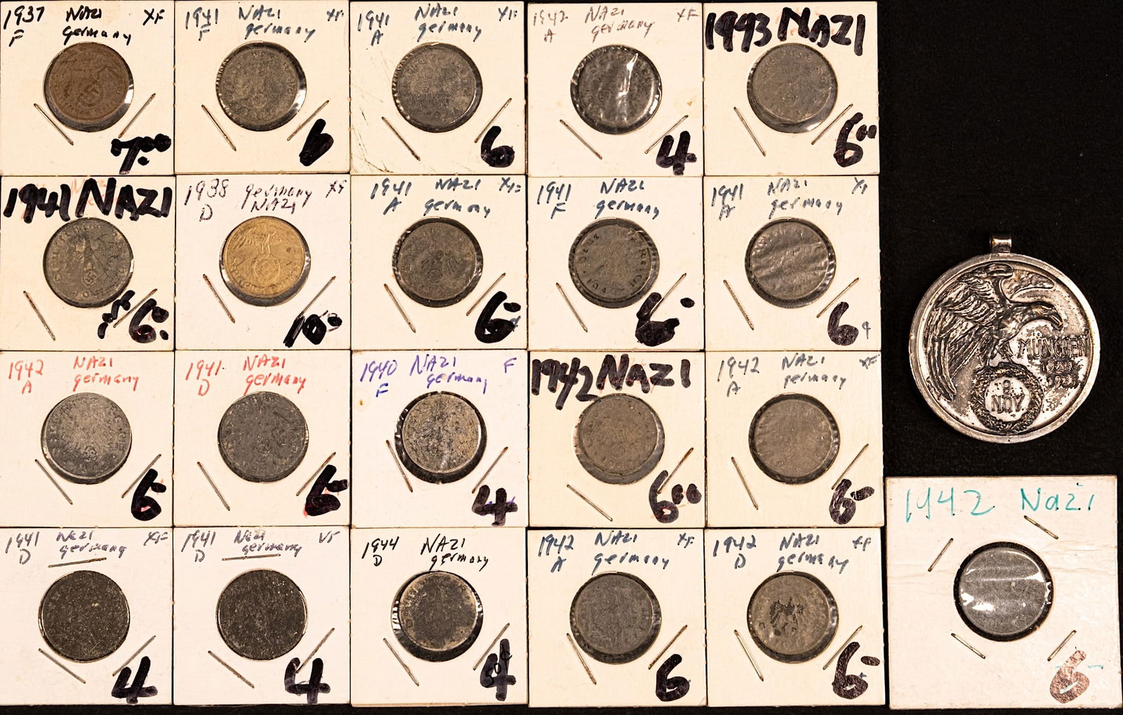 WWII German Reichspfennig Coins ( 1941-44 ) & Medal (1 of 9)