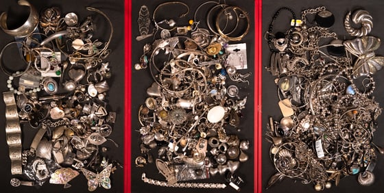 Vintage Unsearched Sterling Silver Jewelry Collection 2794 Grams