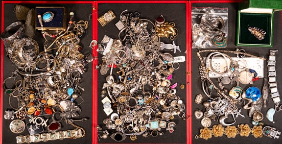 Vintage Unsearched Sterling Silver Jewelry Collection 2430 Grams