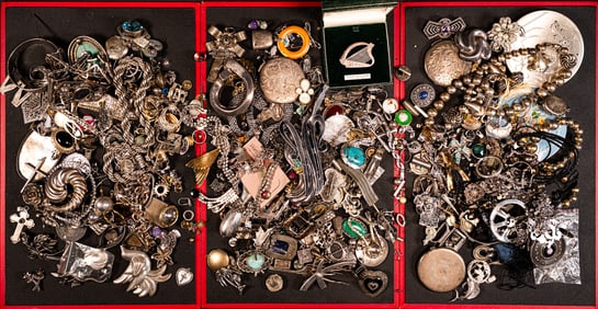 Vintage Unsearched Sterling Silver Jewelry Collection 4110 Grams