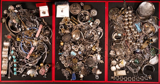 Vintage Unsearched Sterling Silver Jewelry Collection 4885 Grams