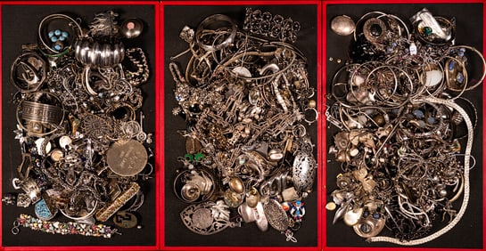 Vintage Unsearched Sterling Silver Jewelry Collection 5430 Grams