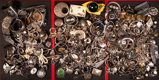 Vintage Unsearched Sterling Silver Jewelry Collection 4755 Grams