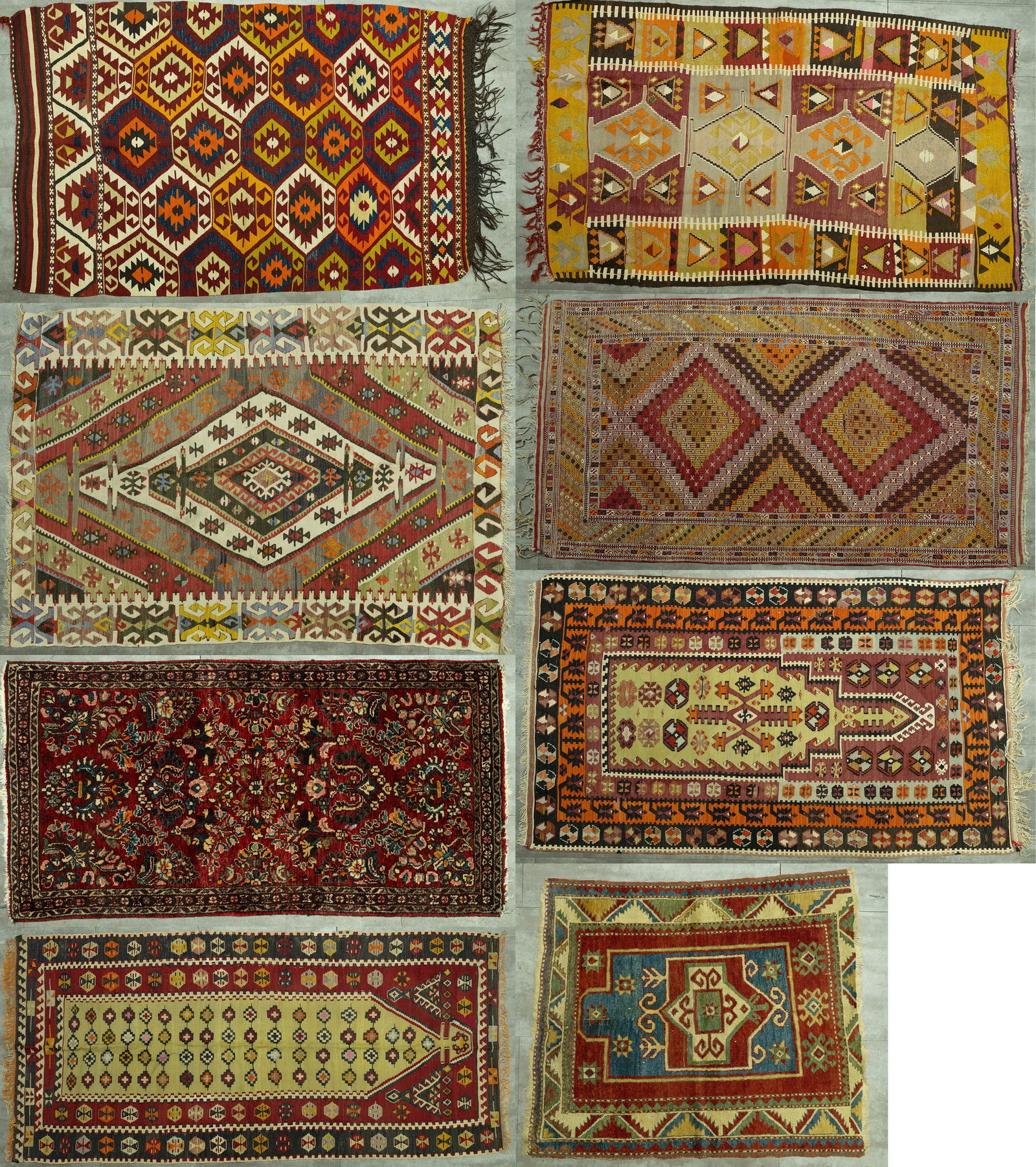 Turkish Kilim Wool Rug Collection Group Lot 8 Carpets Rugs (1 of 18)