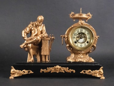 19th c. New Haven Figural Mantel Clock
