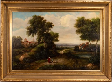 19th C Maffei Landscape Oil On Canvas Signed illgible