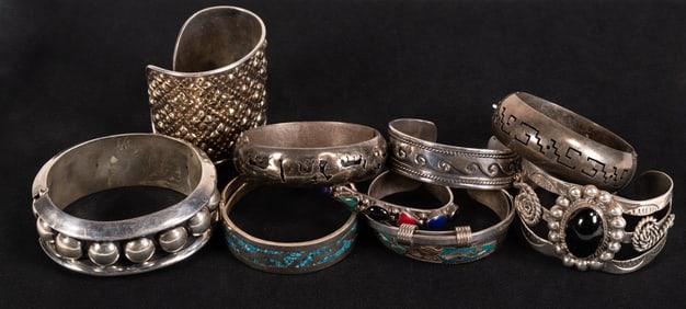 Sterling Silver Cuff Bracelet Collection Tribal Mexican Anne Beck Navajo Native American etc Over