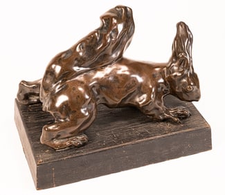 Bronze Squirrel Life Size Sculpture Signed illegible