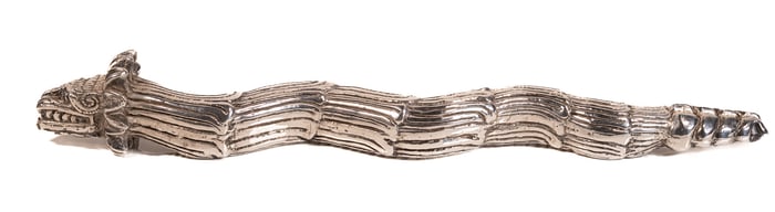 Antonio Pineda Taxco 999 Sterling Silver Quetzalcoatl Serpent Large Paperweight Sculpture Rare