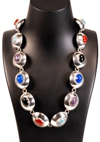 Sterling Silver Multi Stone Women's Necklace Native American