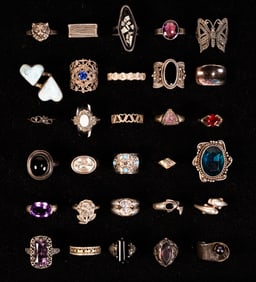 Large Vintage Sterling Silver Ring Collection