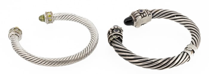 David Yurman Sterling Silver Cuff Bracelet Collection Group Lot