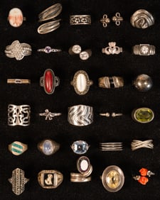 Large Vintage Sterling Silver Ring Collection