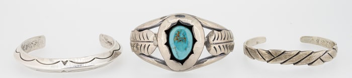 Navajo Native American Large Sterling Silver Cuff Bracelet Collection