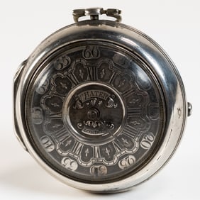 18th c. 1706 James Chater London Sterling Silver Verge Fusee Pocket Watch Pair Case Running Order