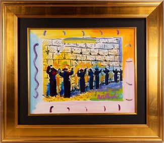 Peter Max ( German USA b1937-) "Western Wall" Mix Media On Paper Signed