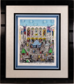 Charles Fazzino (American 1955-) "Winter At The Met" 3-D Pop Art Seigraph