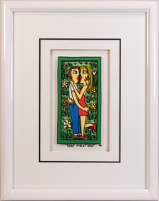 James Rizzi (American 1950-2011) 1997 "That First Kiss" 3D Silkscreen Seigraph Pop Art