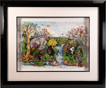 Charles Fazzino (American 1955-) "The Serenity Of The Wildlife" 3D Silkscreen Seigraph & 2nd Hand