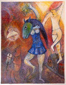 Marc Chagall ( French Russia 1887-1985) "La Ville S'endort"