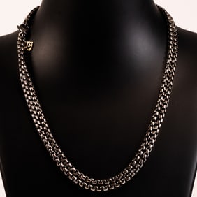 David Yurman Sterling Silver & 14K Gold Box Chain Necklace