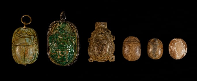 Ancient Egyptian Scarab Amulet Collection Circa 1650 to 712 BCE Collection