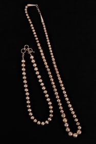 Old Pawn Navajo Sterling Silver Saucer Bead Pearl Necklace Collection