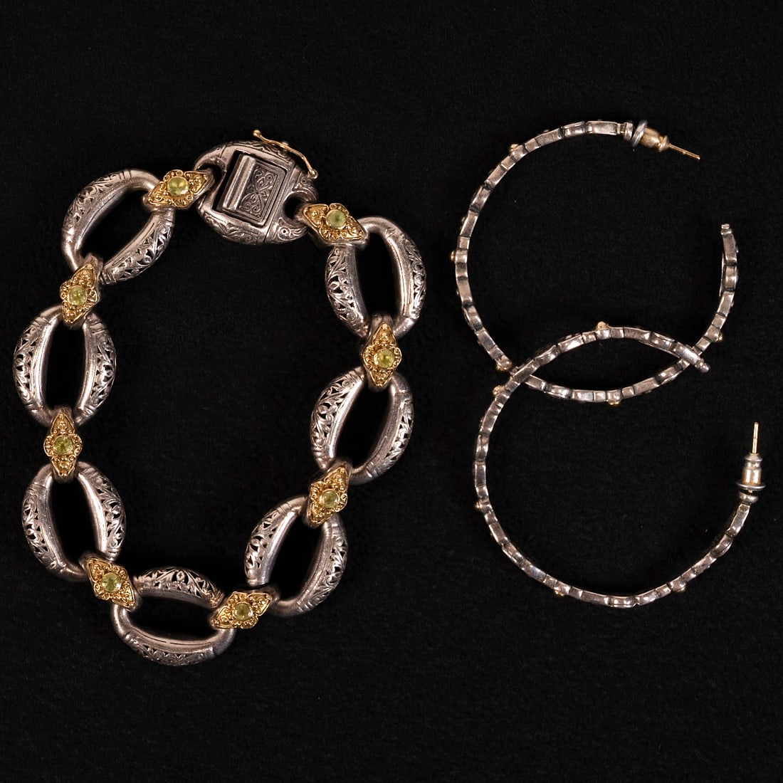 Konstantino 18K Gold Sterling Silver Link Bracelet & Earrings Pair (1 of 13)