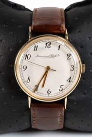 14K Gold International Watch Co Schaffhausen Gentleman's Wristwatch In Running Condition