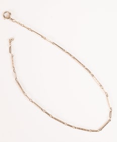 14K White Gold Art Deco Pocket Watch Fob Trombone Chain Bar Link