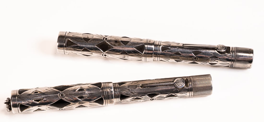 Art Deco Waterman's 452 1/2 V Sterling Silver Fountain Pen 14K Gold Nib Collection (1 of 10)