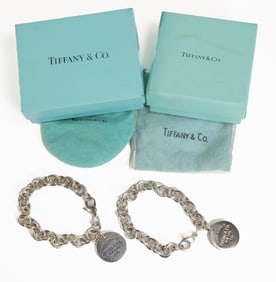 Tiffany & Co Please Return To Tiffany Sterling Silver Circle Tag Charm Cable Bracelet w/ Box