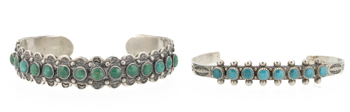 1950s Fred Harvey Era Zuni Tribe Native American Snake Eye Turquoise Sterling Silver Cuff Bracelet