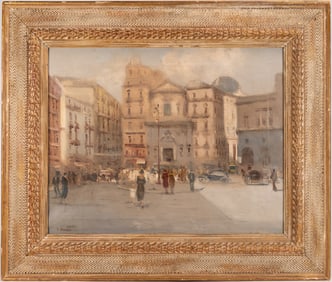 Francois ( France 1850-1924) Streetscene Oil On Canvas