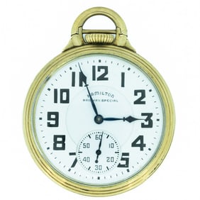 1943 Hamilton Railway Special 992B Gold Pocket Watch In Running Condition Ref No C62995