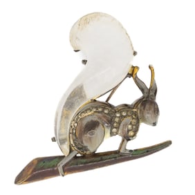 Early 1944 Coro Craft Sterling Silver Jelly Belly Squirrel Brooch