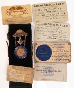 Free Masons 1914 Golden Rule Lodge No 770 F & AM 14k Yellow & Rose Gold Masonic Breast Badge