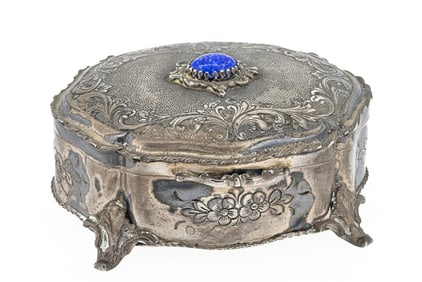 Rare WWII Italian Facist Period 800 Silver Art Deco Dresser Box C 1935