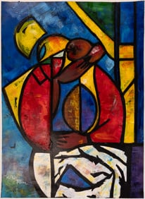 William Tolliver (America 1951-2000) "Sweet Dreams" Mix Media Oil On Arches Paper Signed