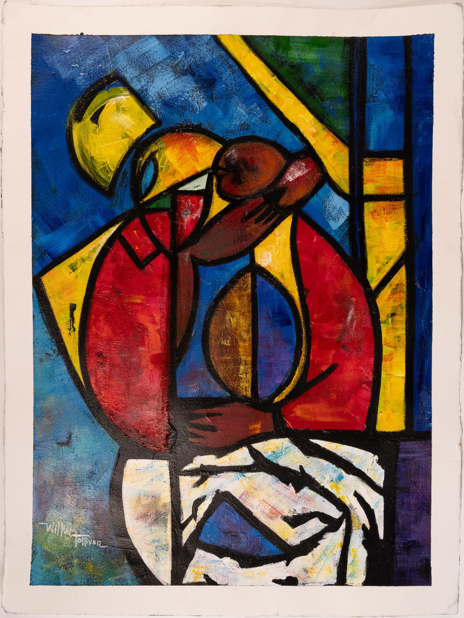 William Tolliver (America 1951-2000) "Sweet Dreams" Mix Media Oil On Arches Paper Signed (1 of 8)