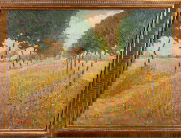 19th Century French School Impressionist Landscape Oil