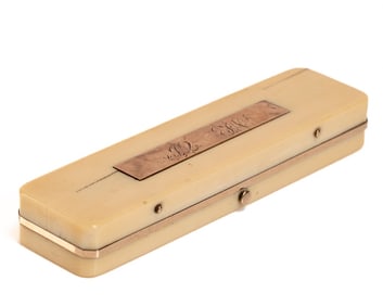 18th c Rose Gold & Bone Mourning Trinket Box Dated 1799 Signed illegible