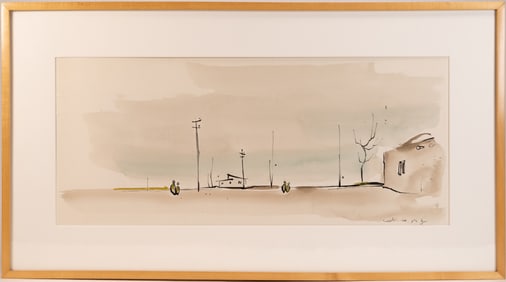 Andrew Wyeth ( America 1917-2009) Watercolor Winter Landscape Dated 1962